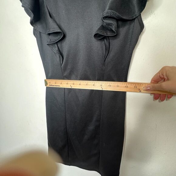 Sexy Satin Black Ruffle Sleeveless Mini Exposed Back T Design Small - Picture 8 of 11